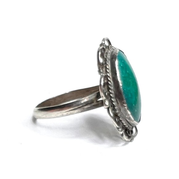 Vintage Sterling Amazonite Filigree Ring Sz 6 - Picture 2 of 5